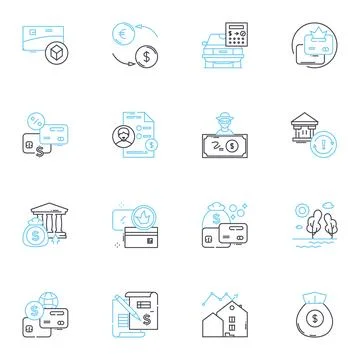 Financial returns linear icons set. Profit, Yield, Gain, Income, Earnings Stock Illustration