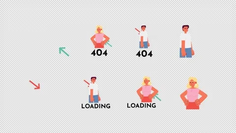 Financial rise and decline loading error cartoon animation pack 库存影片 345651307