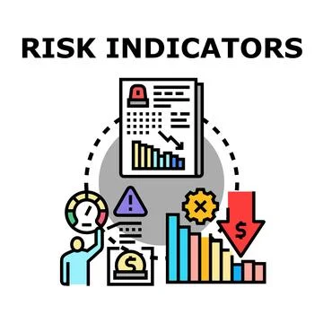Financial risk indicators analyzing business decline 库存插图
