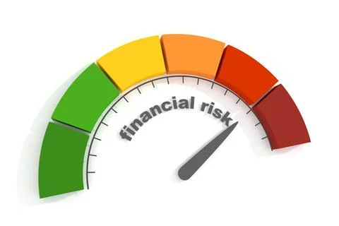Financial risk level scale with arrow. 3D render Stock Illustration