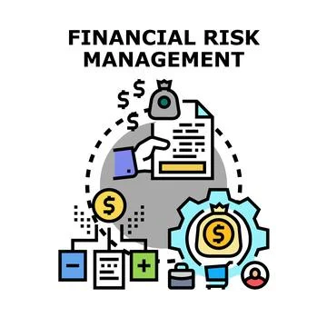Financial risk management planning evaluating business investment operations Stock Illustration