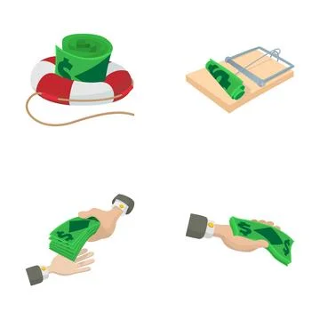 Financial risk, trap, help, and money exchange concepts Stock Illustration