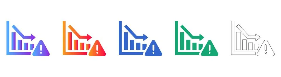 Financial Risk Warning Bar Chart Icon Set Stock Illustration