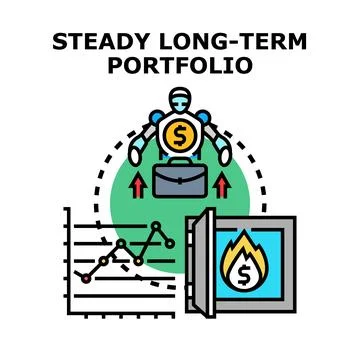 Financial robot managing steady long term investment portfolio Stock Illustration