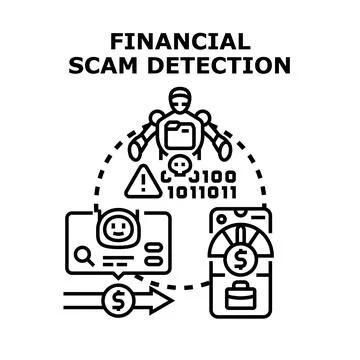 Financial scam detection process using artificial intelligence technology Stock Illustration