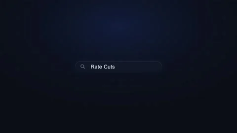 Financial search bar interface: typing rate cuts query for economic market .. Stock Footage 337552712