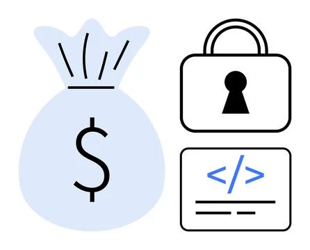 Financial Security and Coding Protection Concept 스톡 일러스트