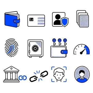 Financial Security and Identity Verification Icons Ilustración de archivo