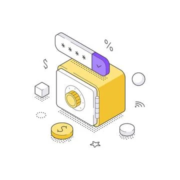 Financial Security And Secure Savings Data Protection Concept Isometric Vec.. 库存插图