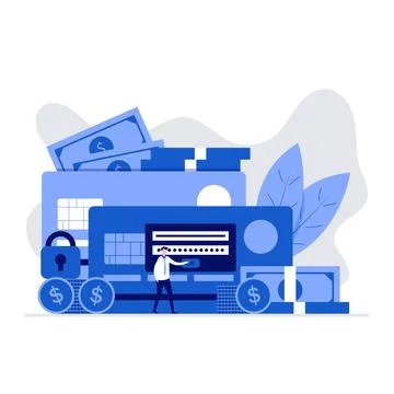 Financial security concept with characters. Online banking, money protectio.. Stock Illustration