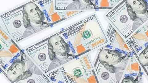 Financial Security Concept Close-Up of Stacked One Hundred Dollar Bills Stock Photos