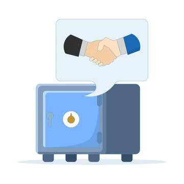 Financial security concept, safe and handshake. Stock Illustration