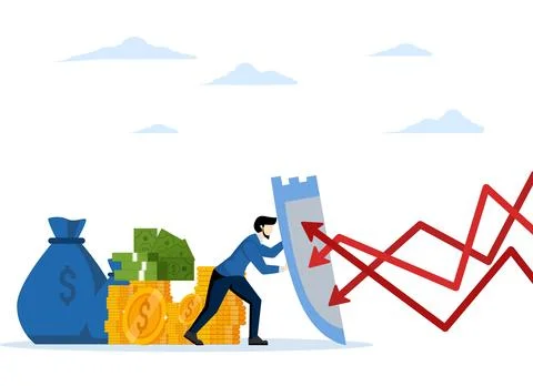 Financial security, defense from cyber attack or economic recession. Stock Illustration