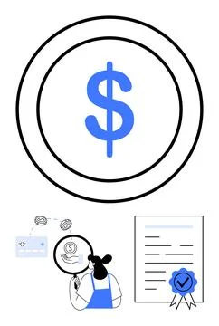 Financial security, identity verification, digital transactions, certificatio Stock Illustration