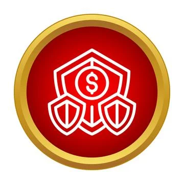 Financial security protecting money with multiple shields icon Stock Illustration