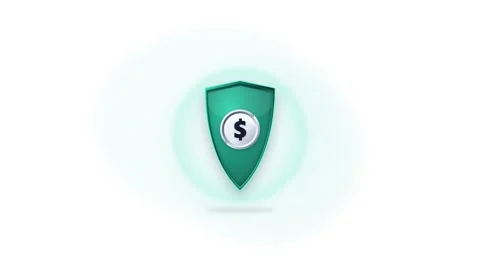 Financial security shield animation: money protection and investment safety.. Stockbeeldmateriaal 344857149