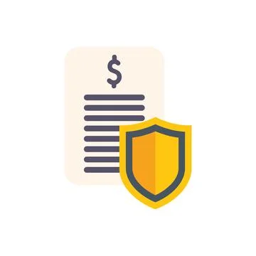 Financial security shield protecting invoice document with dollar sign Stock Illustration