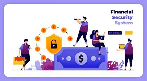 Financial security system in global banking and digital transactions. vector  Stock Illustration