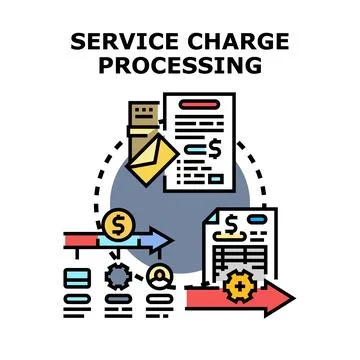 Financial service charge processing workflow concept illustration Stock Illustration