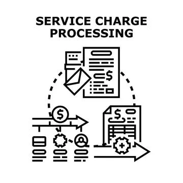 Financial service charge processing workflow concept illustration Stock Illustration