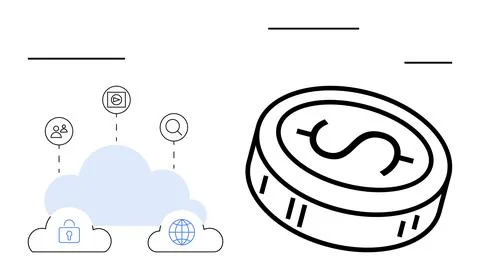 Financial services, cloud computing, data security, digital transactions, onl 스톡 일러스트