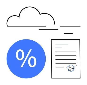 Financial services, cloud computing, e-signature, document management, digita Stock Illustration