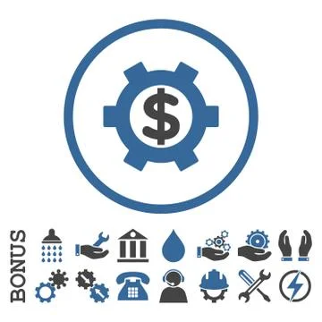 Financial Settings Flat Rounded Vector Icon With Bonus 스톡 일러스트
