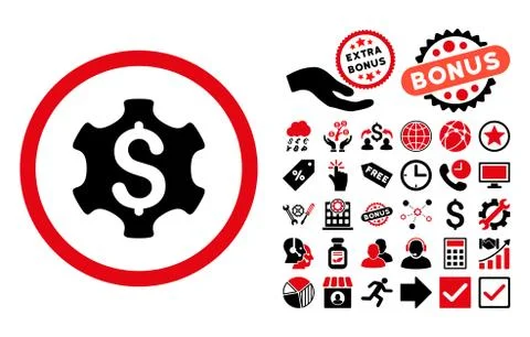Financial Settings Flat Vector Icon with Bonus Stock Illustration
