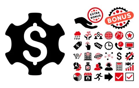 Financial Settings Flat Vector Icon with Bonus 스톡 일러스트