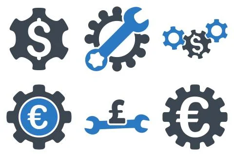 Financial Settings Flat Vector Icons 스톡 일러스트