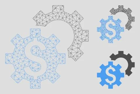 Financial Settings Vector Mesh Carcass Model and Triangle Mosaic Icon Illustrazione stock