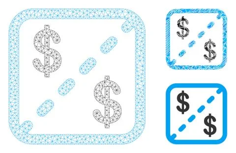 Financial Shares Vector Mesh Wire Frame Model and Triangle Mosaic Icon 스톡 일러스트