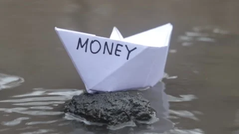 The financial ship crashed on the rocks Stock Footage 151414387