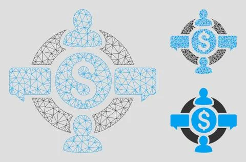 Financial Social Network Vector Mesh Wire Frame Model and Triangle Mosaic Icon Stock Illustration
