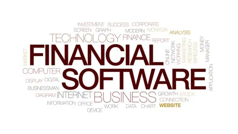 Financial software animated word cloud, text design animation. Kinetic Stock Footage 80476589