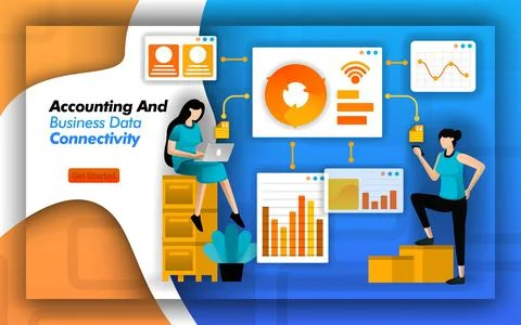 Financial software makes it easy to access Accounting and Business data conne Stock Illustration