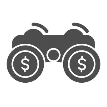 Financial solutions binoculars solid icon, business strategy concept, Investment Stock Illustration