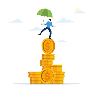 Financial stability, risk or trust, economic challenges, balance or reliability. Illustrazione stock