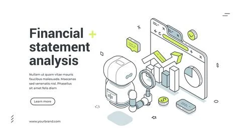 Financial Statement Analysis And AI Audit Isometric Banner Vector Illustratio Stock Illustration