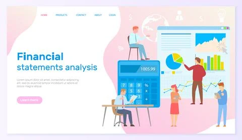 Financial statement, analysis and statistic online servises, business team Stock Illustration