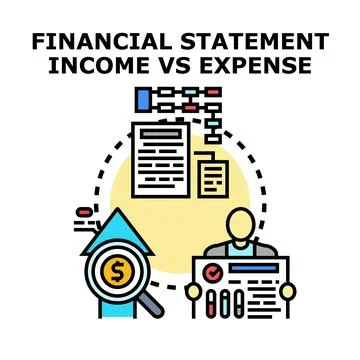 Financial statement analysis comparing income with expenses Stock Illustration