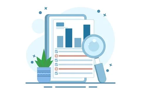 Financial Statement Analysis Concept, data analysis on business report. Illustrazione stock