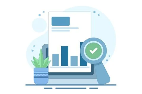 Financial Statement Analysis Concept, data analysis on business report Stock Illustration