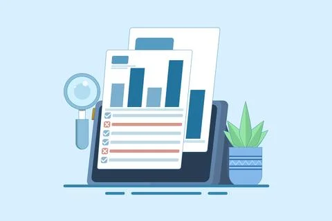 Financial Statement Analysis Concept, data analysis on business report Illustrazione stock