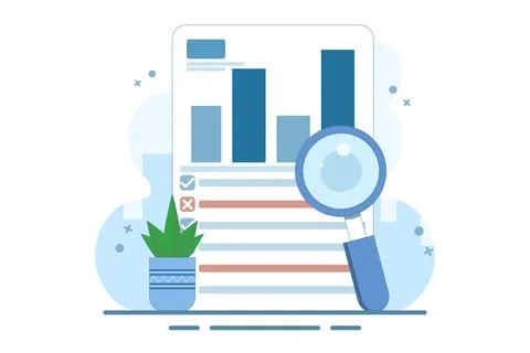 Financial Statement Analysis Concept, data analysis on business report Illustrazione stock