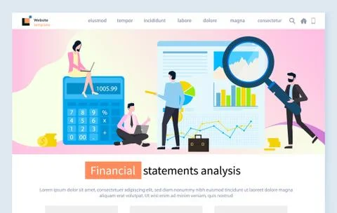 Financial Statement Analysis Workers Calculator Illustrazione stock