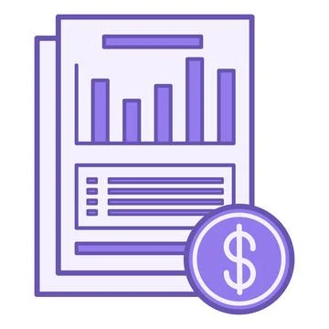 Financial Statement Color Icon. Vector Icon of Financial Documents with Cha.. Stock Illustration