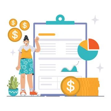 Financial Statement concept. Flat vector illustration Illustrazione stock