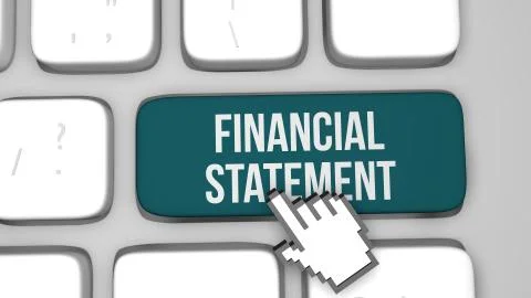 Financial statement concept keyboard key animation Stockillustratie