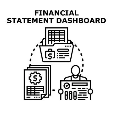 Financial statement dashboard data analysis reporting Stock Illustration